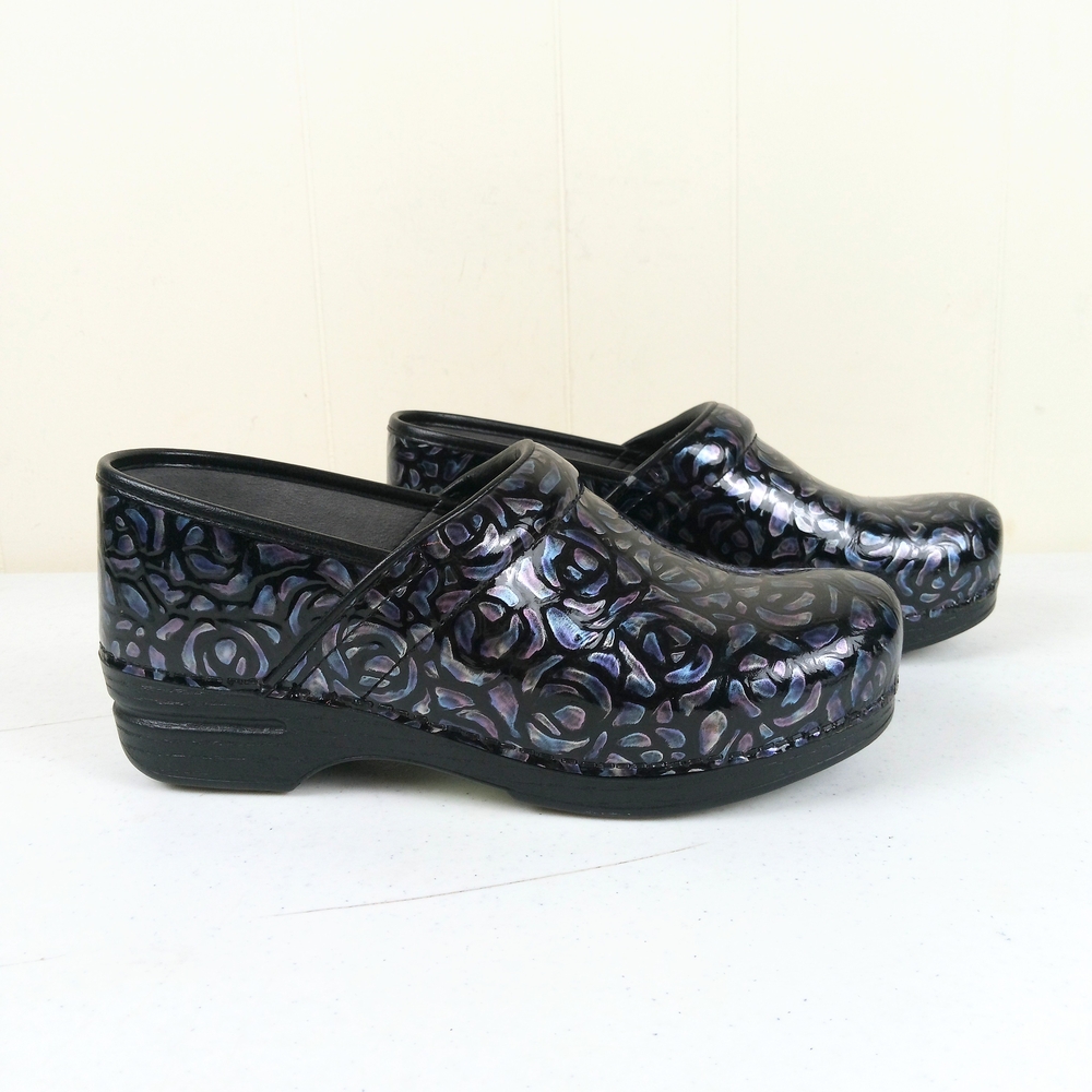 Dansko Pro XP Night Rose Leather Professional Clog Size 42 US 12 Floral Work
